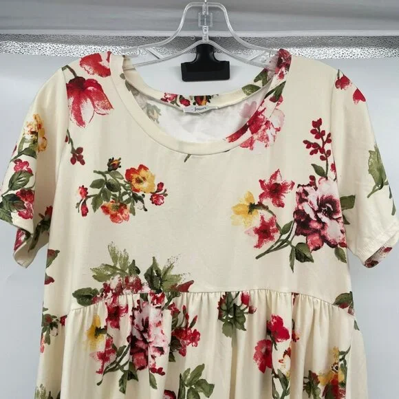 Jodifl Womens Floral Babydoll Dress Short Sleeve Multicolor Size Medium - Picture 2 of 9